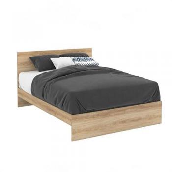 Cama de Matrimonio Omaha 140x190 cm con Cabecero y Somier Efecto Haya
