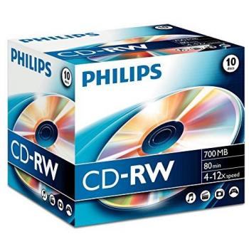 Philips CDRW 80Min 700MB 412x Jewel Case 10 unidades