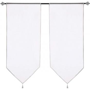 Doconovo Visillos para Ventanas con Borlas 60 x 90 cm 2 Piezas Blanco