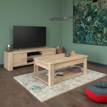 Salón Moderno City Pack Mesa de TV y Mesa de Centro en Roble Kronberg