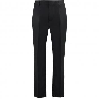 Off-White Men's Virgin Wool Slim-Fit Trousers in Black | Size 50 | OMCA248F23FAB003 Color 1010