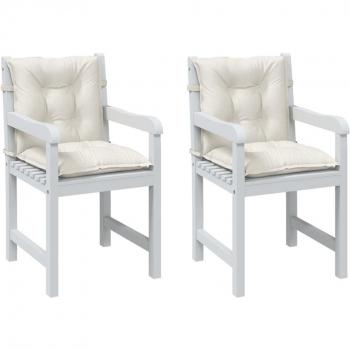 Cojines de silla de respaldo bajo 2 piezas Crema Mélange 100x50x7 cm Tela