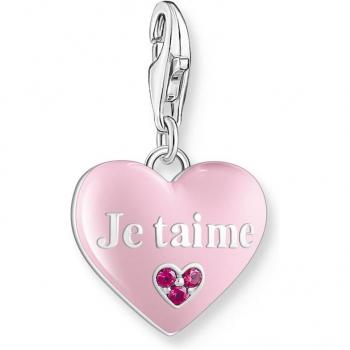 Thomas Sabo Charm de corazón rosa «Je t´aime»