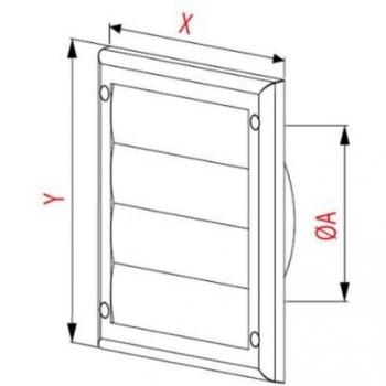Solapa de gravedad de ventilación de aire para conducto de 125 mm, plástico blanco