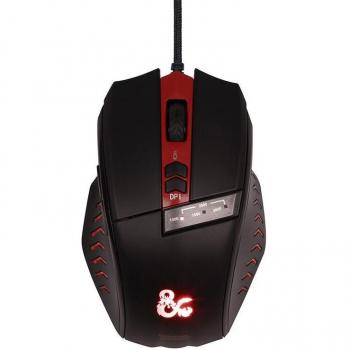 Konix Dungeons and Dragons Ratón para Gaming, Mano Derecha, Conexión USB Tipo A, Sensor Óptico 2500 DPI, Retroiluminación LED, Cable de 1.8m - Negro y Rojo