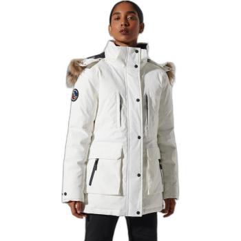Superdry Women's Everest Down Snow Parka Coat - White - Size 14 UK