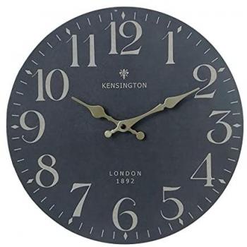 Reloj de Pared Elegante Vintage Negro y Dorado MDF Estilo Clásico