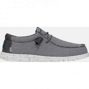 Hey Dude Men's Grey Elastic Mesh Lace-Up Shoes with Contrast Sole