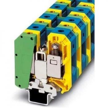 Phoenix Contact UKH 50-PE/N Ground Terminal Block, 2 Poles, 25-50 mm², Green/Yellow, DIN Rail Mounting