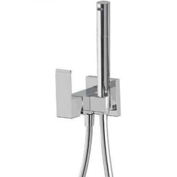Tres Griferia - Monomando Empotrar Para Bidé Wc Soporte Derecha O Izquierda, Cambiable. Ducha De Latón Con Racord Limitador 5 L/M. Antigoteo Y Flexo Satin
