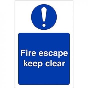 VSafety Fire Escape Keep Clear - Letrero de 100 mm x 150 mm, plástico rígido