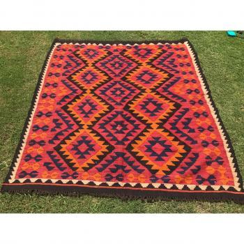 Artículo # 5470 Maimana Tejido a mano Kilim alfombra doble cara diseño 163 x 147 cm, 5,3 x 4,8 pies