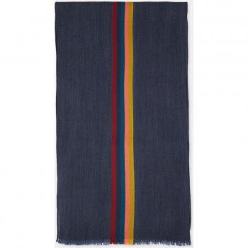 Paul Smith - Unisex Blue Multicolor Striped Wool Scarf