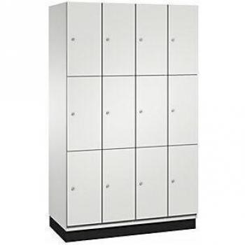 Armario de 3 Compartimentos Cambio, 4 Secciones, Gris Luminoso, Puertas de Acero, Ancho 1200 mm, 12 Compartimentos