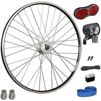 Rueda delantera para bicicleta de 28 pulgadas Taylor Wheels con dinamo de buje Shimano y juego de luces LED