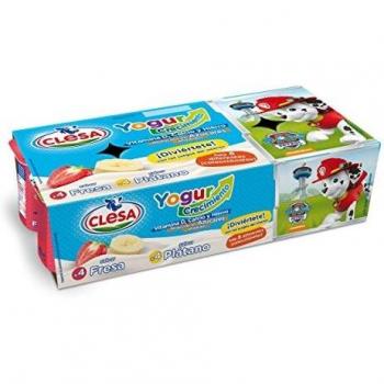 CLESA yogur crecimiento fresa y plátano pack 8 unidades 120 gr