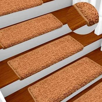 vidaXL Alfombras de peldaños de escalera 15 uds marrón 65x25 cm