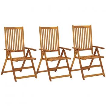 vidaXL Garden Reclining Chairs 3 pcs Solid Acacia Wood