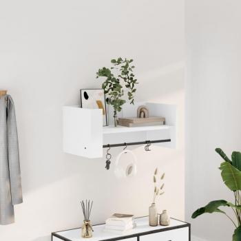 Estante de pared de madera de ingeniería 70,5x35x30,5 cm en colores Blanco, Negro y Roble Sonoma - Mueble de Almacenaje para Oficina, Estudio y Dormitorio