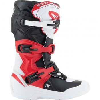 Botas de motocross juveniles Alpinestars Tech 3S - Negro Blanco Rojo (Tallas 35-36)