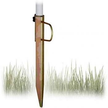 Piquete para Sombrilla de Jardín, Acero Galvanizado, Soporte para Asta de hasta 32 mm, Altura 43 cm, Color Bronce