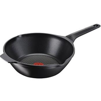 Tefal Aroma - Wok de aluminio fundido, 28 cm, recubrimiento titanio antiadherente y thermosport, aptas para todo tipo de cocinas, base gruesa adecuada para inducción, picos vertedores y asas de apoyo