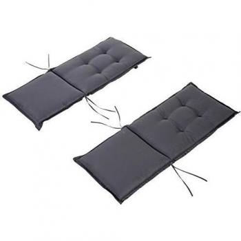Outsunny Cojín de 2 Piezas para Tumbona de Exterior Colchoneta para Sillas de Jardín Acolchado Cómoda con Cuerda de Fijación Lavable a Mano Poliéster Esponja 120x50x6 cm Gris
