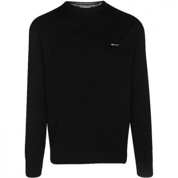 Suéter GANT de punto piqué para hombre, cuello redondo, color negro, talla XXXL, 100% algodón