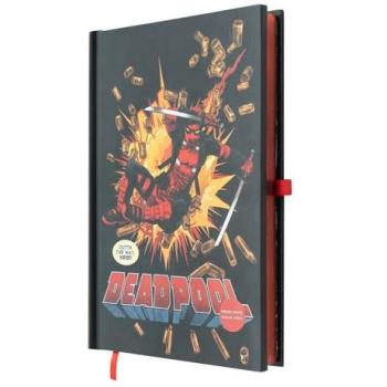 Cuaderno A5 premium con luz Deadpool Marvel Erik - Bloc de notas A5 punteada, ideal para Bullet Journal, con portada iluminada y merchandising oficial de Marvel