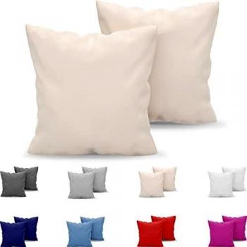 Dreamzie - Set de 2 x Funda de Almohada 65x65 cm, Beige, Microfibra