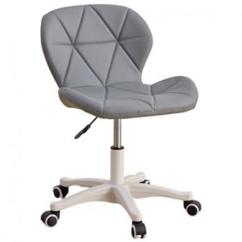 Silla de Oficina Giratoria Regulable Ergonomica Estilo Nórdico con Asiento de Polipiel Cuero Sintético (Gris)