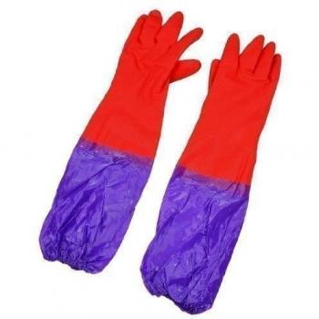 Guantes (Par) para Limpieza Fregar Platos de Latex Largos Rojo Morado