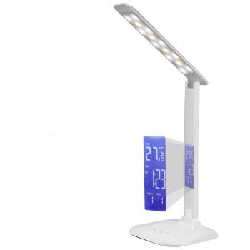 Lámpara de Mesa, VSOAIR Plegable Ajustable Control Táctil Dimmable LED Lámpara de Escritorio con Termómetro Digital Calendario Despertador en Pantalla LCD
