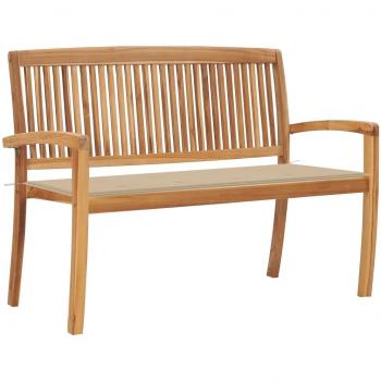 Stackable Teak Garden Bench with Cushion 128.5 cm