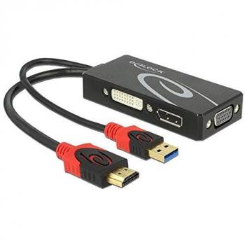 Adaptador HDMI a DVI, VGA y DisplayPort 4K - Negro/Rojo