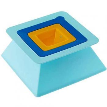Quut- Pira - Set de construcción, pirámide QU170761, Azul Pastel / Azul Intenso / Amarillo limón