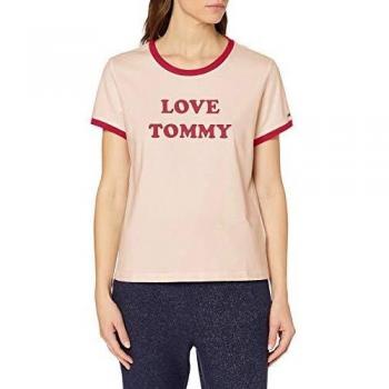 Tommy Hilfiger SS tee Slogan Top de Pijama, Rosa