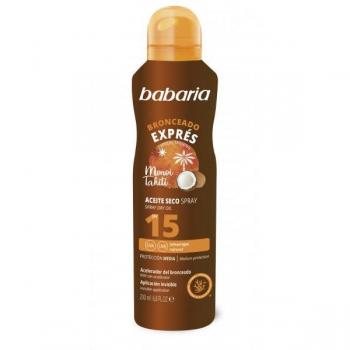 Babaria Bruma Solar Aceite Seco Protección Media SPF 15 Spray Acelerador del Bronceado UVA/UVB/IR Absorción Rápida Invisible Vegano 200 ml