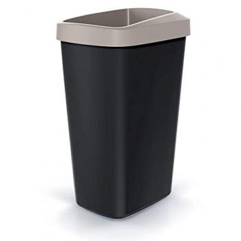 Cubo de reciclaje 45L KEDEN en plástico con práctica tapa abierta color marrón, dimensiones 39x29x61 cm