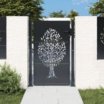 Anthracite Steel Garden Gate 105x155 cm Tree Design