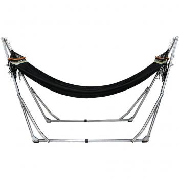 UNHO® Hamacas Jardin con Soporte Plegable Metal y Travesaño de Madera, 200kg de Capacidad de Carga para Una Persona, para Piscina Suelo Playa Viaje Senderismo Camping Jardín al Aire Libre, con Funda, 220*100*90cm