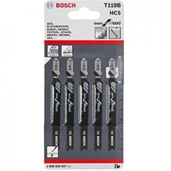 Bosch Professional 5 x Hojas de sierra de calar T 119 BO Basic for Wood