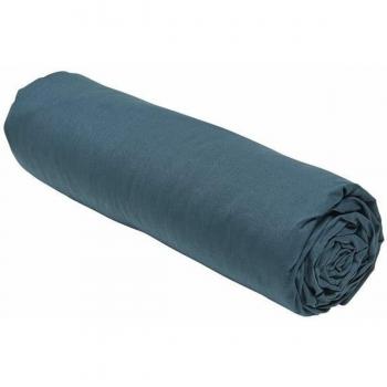 Sábana Bajera Ajustable de Algodón Essential 160 x 200 cm con Bonetes Altos - Azul Pavo