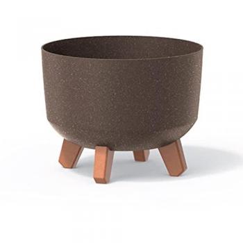 Macetero Gracia Antracita con Relieve y Patas Extraíbles 23,5 x 23,5 x 18,7 cm - Sin Depósito, Capacidad 5,1 L