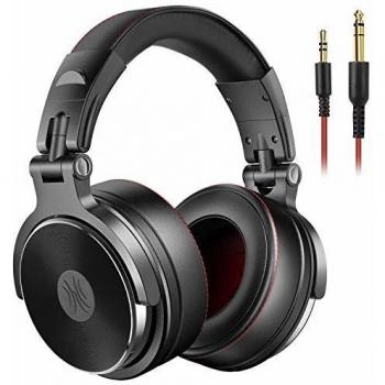 OneOdio Pro50 Cascos DJ sobre la Oreja, Auriculares Hi-Res con Cable y Micrófono, Audífonos HiFi Cerrados de Estudio para Podcast Móvil PC Piano, 3,5 y 6,35 mm, 50mm Controladores, Orejeras Proteicas