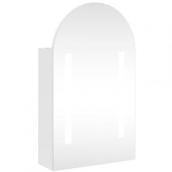 Mueble de baño con espejo arqueado y luz LED blanco 42x13x70 cm