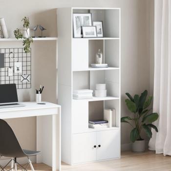 Estantería de madera de ingeniería blanca 70x36x189 cm, mueble de almacenaje, estante de libros, librería