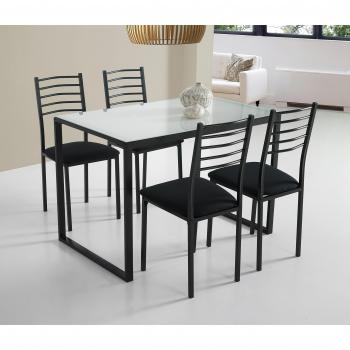 Kit Closet Conjunto Noa de Mesa de Cocina + 4 sillas Cristal Blanco