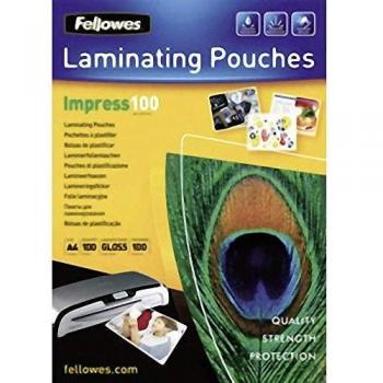 Fellowes Fundas para Plastificar Brillo A4, 100 Micras, Pack de 100