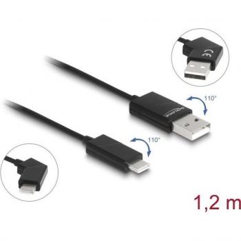 Cable USB 2.0 Tipo-A Macho a Tipo-C Macho Giratorio con Función de Carga Rápida 1.20 m